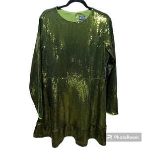 Scoop NYC Green Sequin Dress